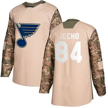 Men's Adam Jecho St. Louis Blues ＃84 Authentic Camo Veterans Day Practice Jersey