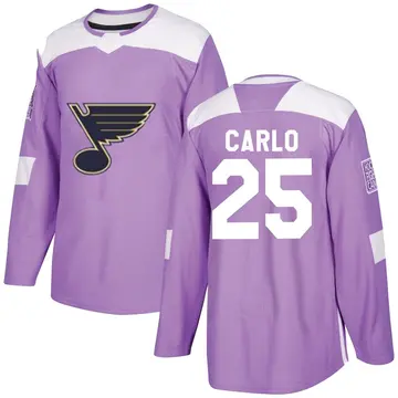 Men's Brandon Carlo St. Louis Blues ＃25 Authentic Purple Hockey Fights Cancer Jersey