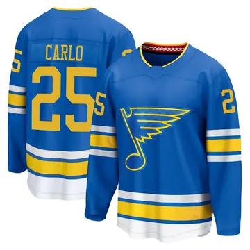 Men's Brandon Carlo St. Louis Blues ＃25 Breakaway Blue Home 2025 Jersey