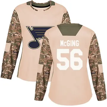 Women's Hugh McGing St. Louis Blues ＃56 Authentic Camo Veterans Day Practice Jersey