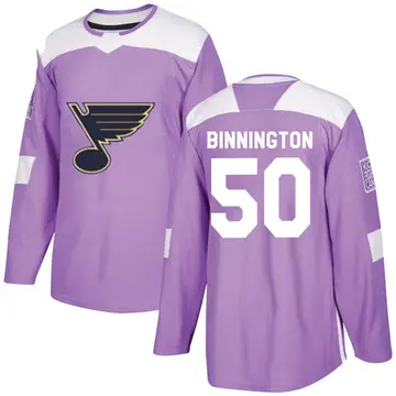 Youth Jordan Binnington St. Louis Blues ＃50 Authentic Purple Hockey Fights Cancer Jersey