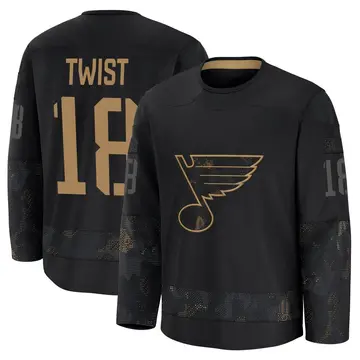 Youth Tony Twist St. Louis Blues ＃18 Premium Black 2024 Military Appreciation Practice Jersey